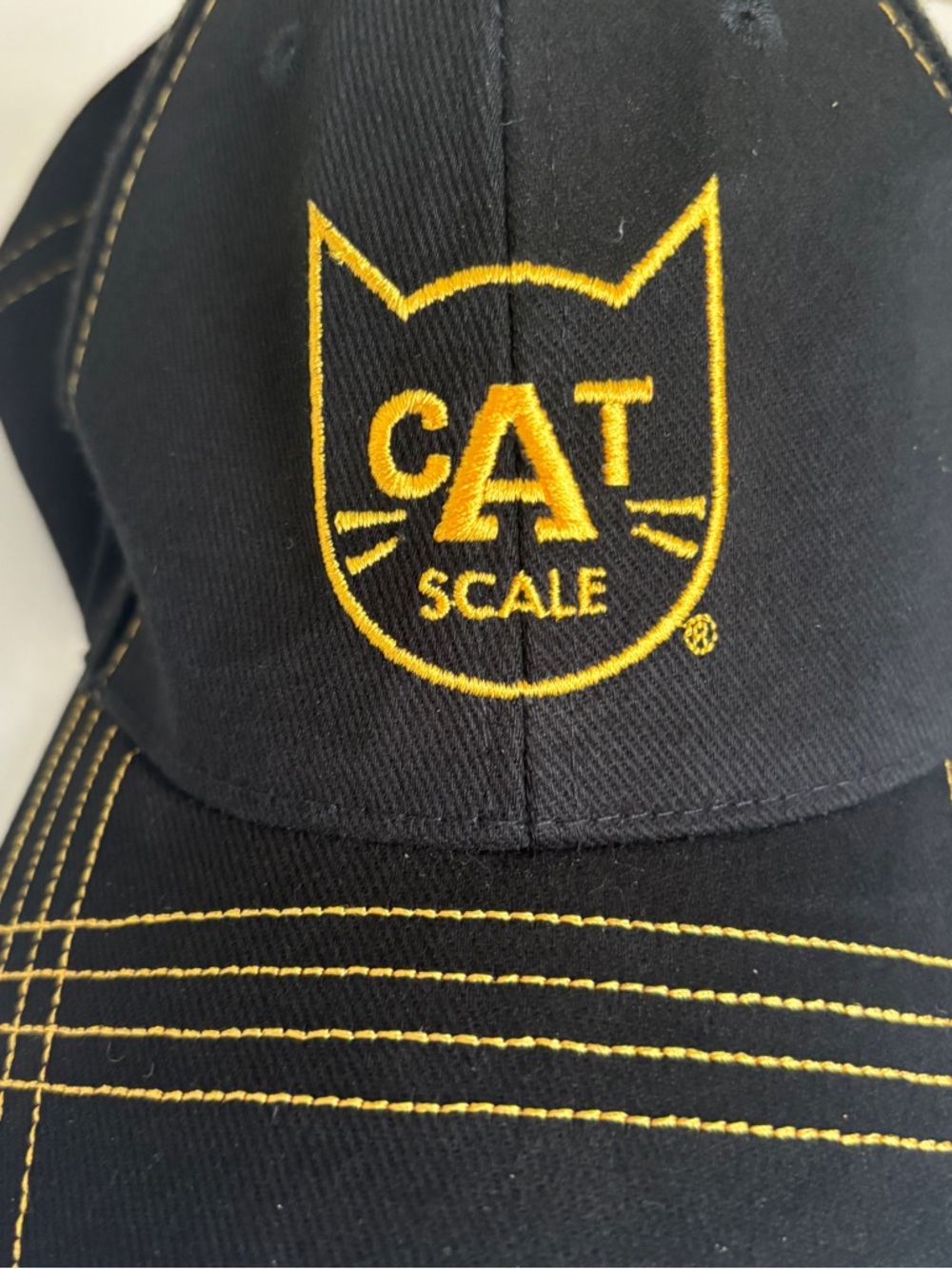 CAT Scale Denim Ball Cap Black/Yellow StrapBack Vintage EUC - Picture 7 of 8